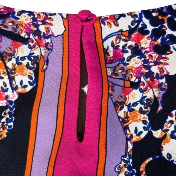 ADRIANNA PAPELL Hot Pink Multi Colored Sleeveless Dress With Pockets Size 4 - Picture 9 of 16